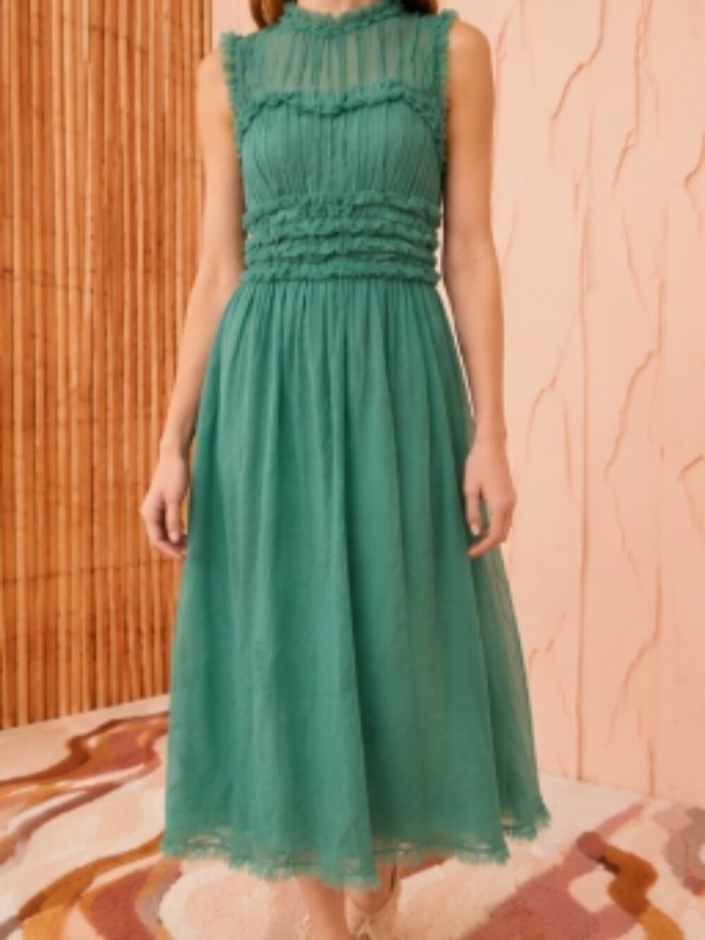 NWOT ULLA JOHNSON Wool Aberdeen Midi in Green S $620